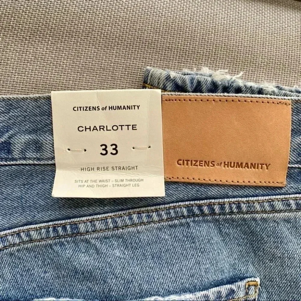 NWT Citizens of Humanity Charlotte High Rise Straight Leg Jeans Denim Blue 33